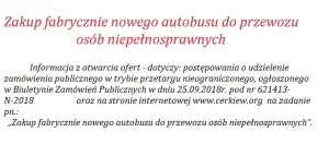 Zakup fabrycznie nowego autobusu do przewozu osób niepełnosprawnych